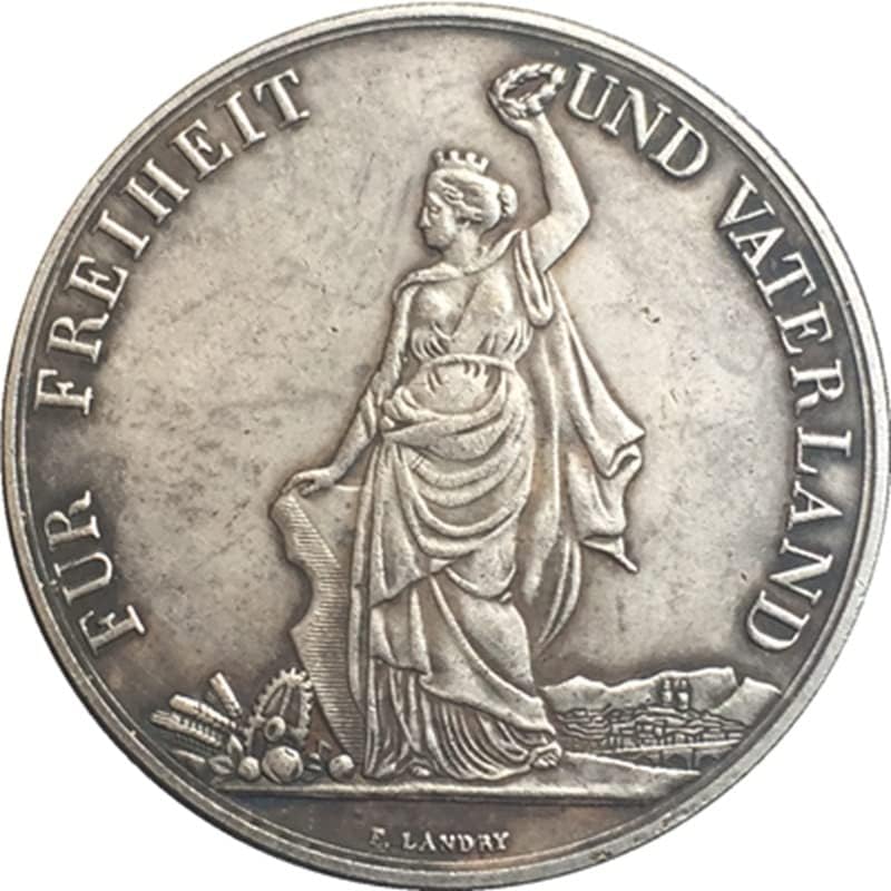 QINGFENG 1872 Svájci Érme Réz ezüstözött Antik Érme Érme Kézműves Gyűjtemény Csapás