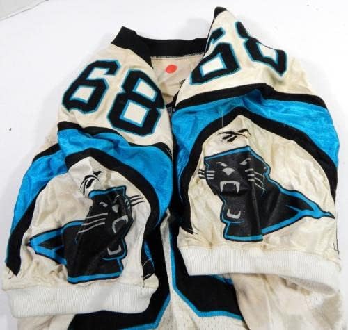 1995-ben a Carolina Panthers 68 Játékban Használt Fehér Jersey-i Alakuló Szezon Patch 50 879 - Aláíratlan NFL Játék