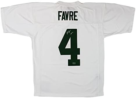 Brett Favre Aláírt Green Bay Packers Mitchell & Ness Fehér Jersey - Dedikált NFL Mezeket