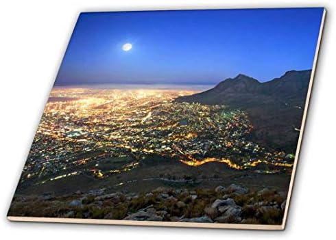 3dRose Telihold Város Table Mountain, Cape Town, Dél-Afrika. - Kerámia, 8 Hüvelykes (ct_208604_3)