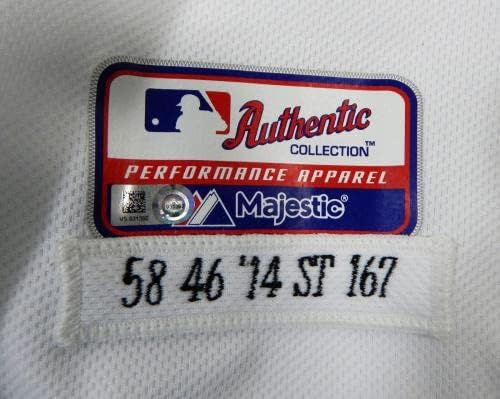 2014-ben a Detroiti Tigrisek Jose Valdez 58 Játékban Használt Fehér Jersey 46 DP20772 - Játék Használt MLB Mezek
