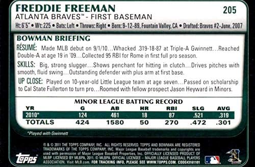 2011 Bowman 205 Freddie Freeman RC