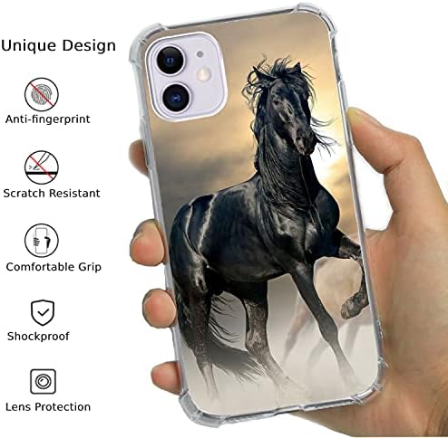 Mofreore Fekete Ló az iPhone számára, 11, Király Állat a Ló az Esetben, Egyedi Design TPU Bumper tok iPhone 11