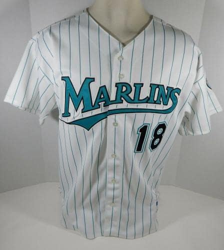 2000 Florida Marlins Mark Smith 18 Játék Kiadott Fehér Jersey DP07059 - Játék Használt MLB Mezek