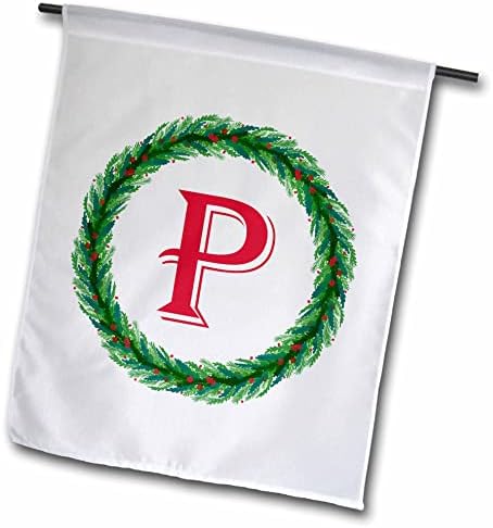 3dRose Karácsonyi Koszorú Monogram P Piros Kezdeti, SM3DR - Zászlók (fl_353359_1)