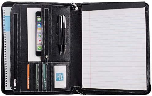 Bőr Portfólió Notepad Hely a 9,7 hüvelykes iPad, Padfolio Esetben Üzleti Cipzáras Szervező-Dokumentum Mappa Letter Méretű