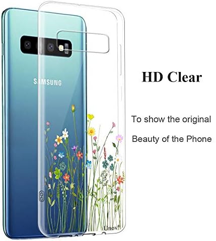 Unov Galaxy S10 Esetben Egyértelmű a Design Puha TPU Sokk Abszorpciós Slim Dombornyomott virágmintás Védő Hátsó Borító