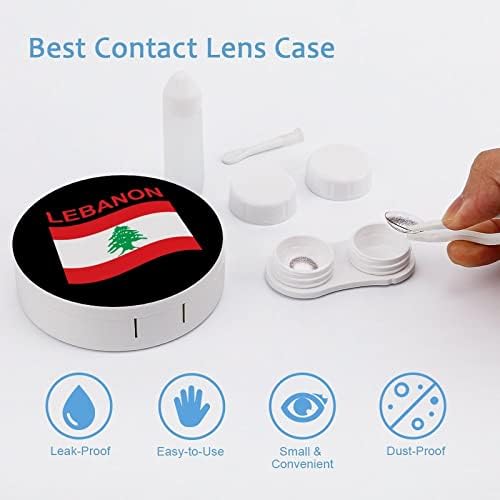 Zászló Libanon Utazási kontaktlencséd Kit Hordozható kontaktlencse Doboz Áztassa Tároló csomag, Tükör