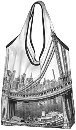 Konyha Újrafelhasználható Táskák Felhős Égbolt-New-York-I Bevásárló Táskák Mosható Összecsukható Carry Hordtáska Tote