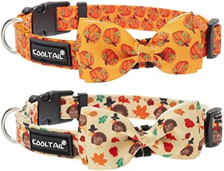 KOOLTAIL Nyakörv 2 Csomag - Kutya csokornyakkendő Nyakörv Állítható gyorskioldó Fesztivál Nyomtatás Gallér Puha Kis
