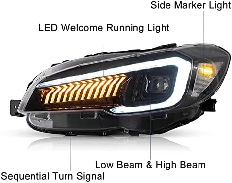MOSTPLUS LED Fényszóró Szerelvény Kompatibilis 2015-2021 Subaru WRX Világos Reflektor, Üdv Futó fények, Szekvenciális