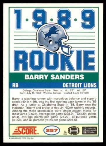 Barry Sanders Újonc Kártya 1989 Pontszám 257 - Aláíratlan Labdarúgó Kártyák