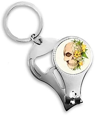 Virág Koponya Csontváz Illusztráció Körömvágót Gyűrű Kulcstartó