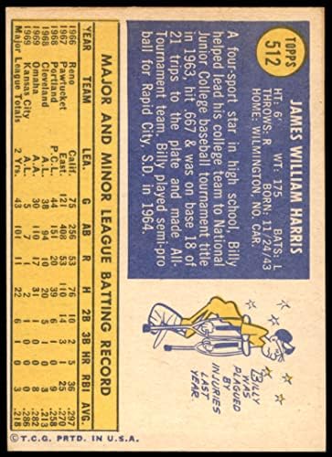 1970 Topps 512 Billy Harris Kansas City Royals (Baseball Kártya) EX Uralkodók