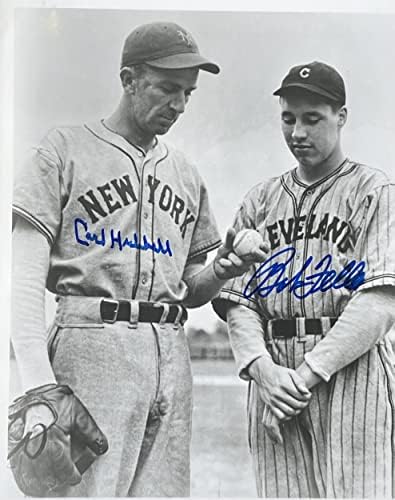 Carl Hubbell Bob Feller Dedikált 8x10-es Baseball-Fotó (Beckett) - Dedikált MLB Fotók