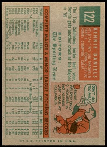 1959 Topps 122 Bennie Daniels Pittsburgh Pirates (Baseball Kártya) EX/MT Kalózok