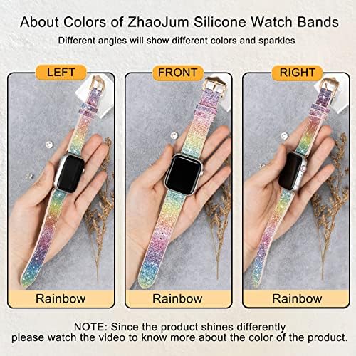 ZhaoJum Bling Csillogó Slim Vékony Sáv Kompatibilis Apple Nézni Zenekar iWatch Sorozat 8 SE2 7 SE 6 5 4 3 2 1 45mm,
