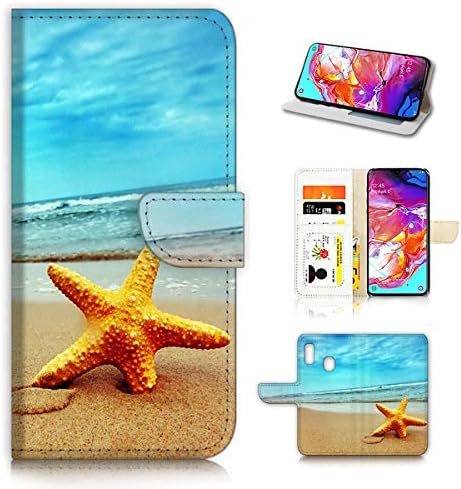 Samsung Galaxy A50, Célja, Flip Pénztárca Telefon burkolata, A0021 Beach a Tengeri Csillag