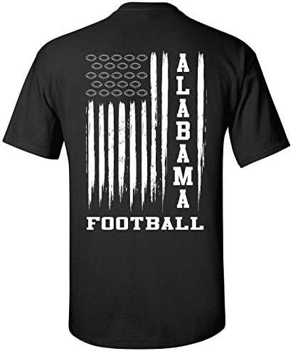 Alabama Flag Football USA-Fehér Hazafias Amerikai Zászló Unisex rövidujjú Póló-Fekete-X-Nagy