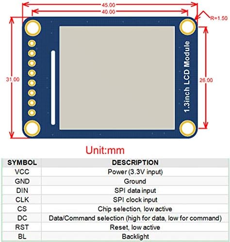 waveshare 1.3 inch LCD Kijelző Modul a Raspberry Pi/Jetson Nano/Arduino/STM32, 240x240 Felbontású IPS kijelző RGB, 65K