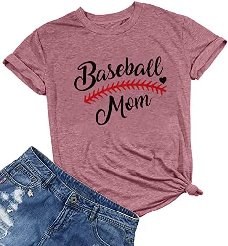 Baseball Anya Pólók Női Szív Grafikus Pólók Baseball Mama Póló, Alkalmi Levél Nyomtatás Maximum