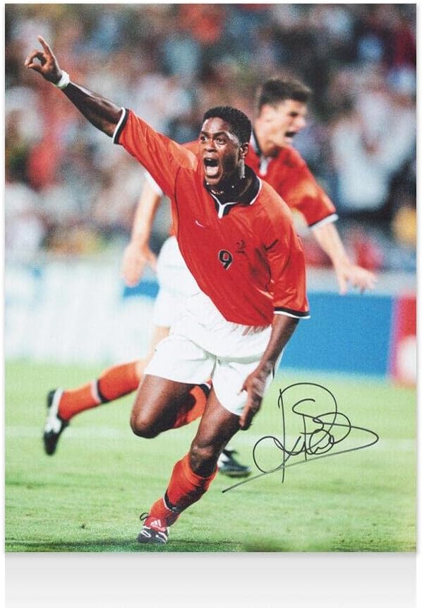 Patrick Kluivert Aláírt Hollandia Fotó - 1998-Világbajnokság Cél Autogram - Dedikált Futball Fotók