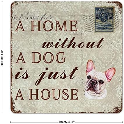 Vicces Kutya Fém Adóazonosító Jel Emléktábla Egy Otthon, Kutya Nélkül Csak Egy Ház francia Bulldog Aranyos Kiskutya