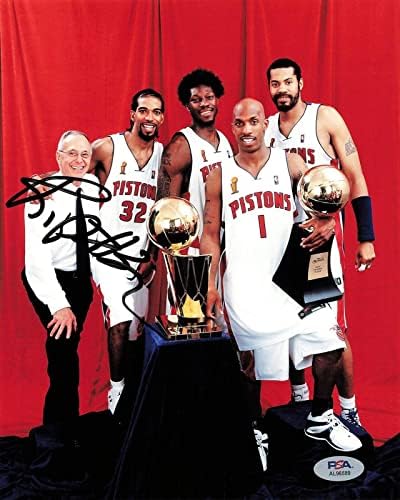 Richard Hamilton aláírt 8x10 fotó PSA/DNS-Detroit Pistons Aláírt - Dedikált NBA-Fotók