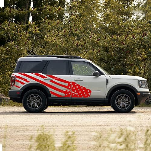 Oldalán Nagy amerikai Zászló Grafikai Matrica, Matricák Kompatibilis Ford Bronco Sport (Matt Fekete)