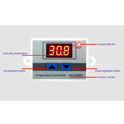 Hőmérséklet szabályozó, XH-W3001 Digitális Hőmérséklet-szabályozó Termosztát, Kapcsoló, Érzékelő Vízálló Szonda(110-220V/1500W)