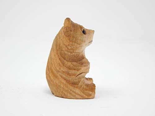 Barna Maci Figura - Kicsi 2 Fából Faragott, Kézzel Készített Díszítés Miniatűr Állat Grizzly Erdő Szobor Művészet Kézműves