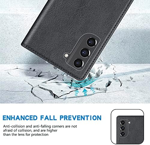 ZZXX Samsung Galaxy S21 FE Tárca Esetében [RFID-Blokkoló] Kártyahely Állni Erős Mágneses Bőr Flip-Szeres Védő Telefon