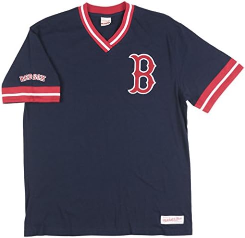 Mitchell & Ness-i Boston Red Sox MLB Férfi Túlóra Nyerni Vintage V-Nyakú Póló